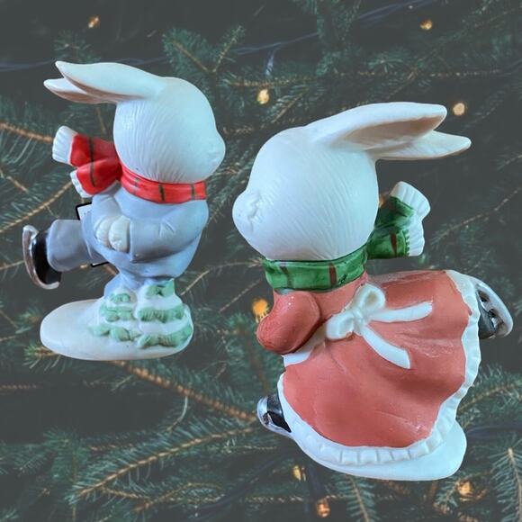 Homco 5305 Winter Ice Skating Bunny Couple Figs - Picture 5 of 7